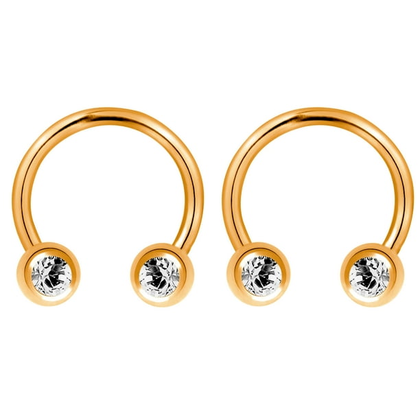 14G 1/2" ROSE GOLD STEEL FRONT GEM HORSESHOE NOSE SEPTUM NIPPLE RING NIPPLERINGS 14G 1/2" ROSE GOLD STEEL FRONT GEM HORSESHOE NOSE SEPTUM NIPPLE RING NIPPLERINGS